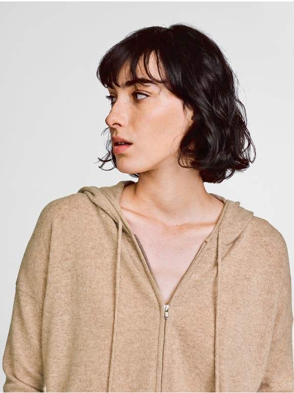 | Essential Cashmere Zip Hoodie | Size Xs | Neutral