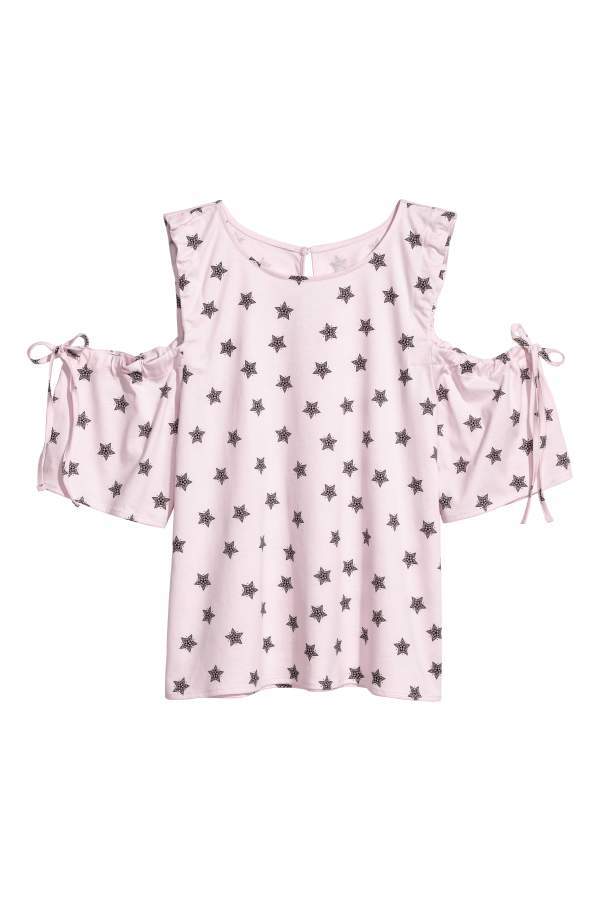 Open-shoulder Top - Light pink/stars - Women