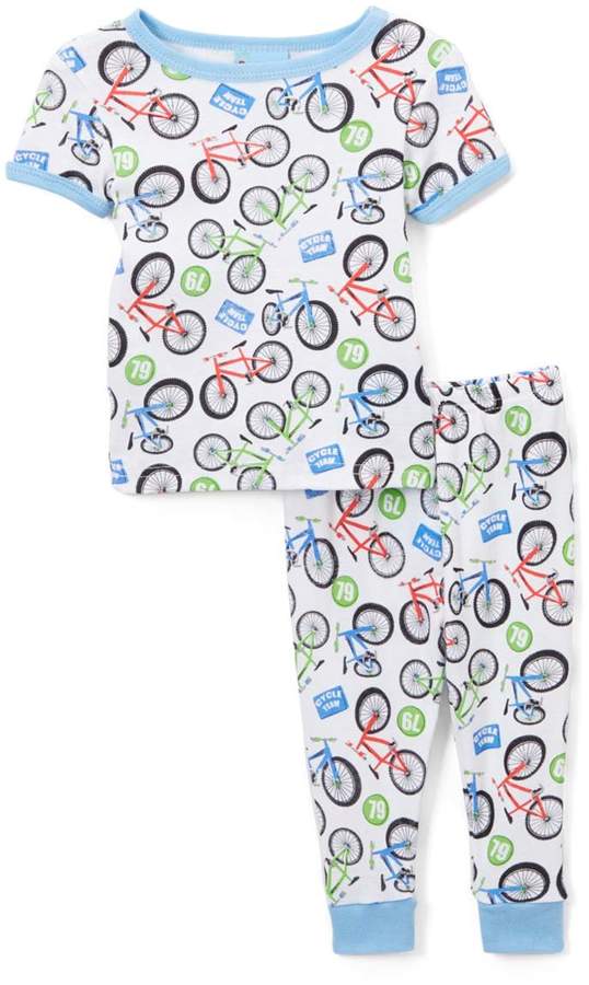 White Bicycles Short-Sleeve Pajama Set - Infant