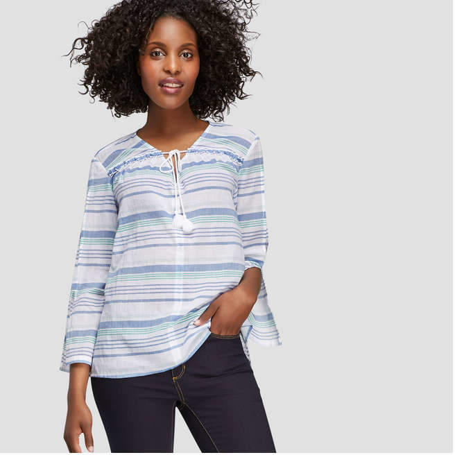 Women's Stripe Split Sleeve Blouse