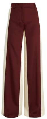 Valentino Wide Leg Low Waist Stripe Tailored Trousers - Womens - Burgundy