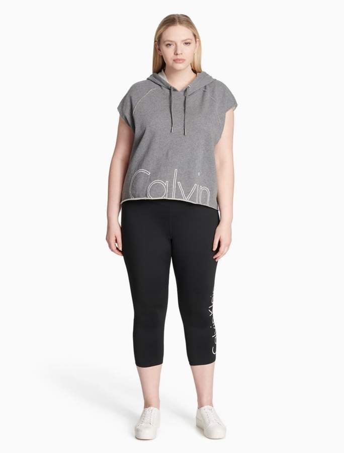 plus size performance logo cropped hoodie