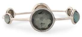 Sterling Silver Pyrite And Diamond Bangle