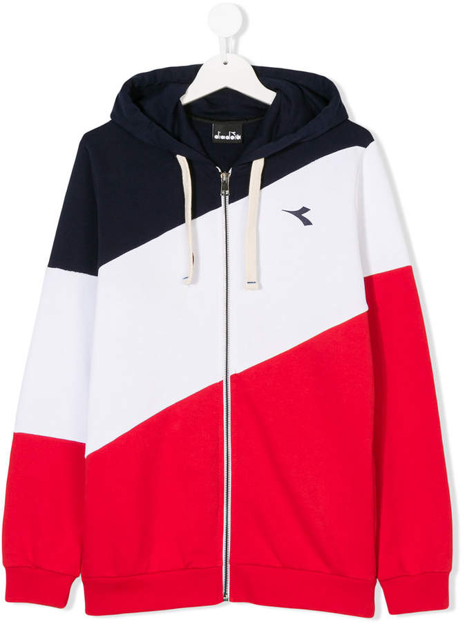 Diadora Junior Teen signature stripe zip-up hoodie