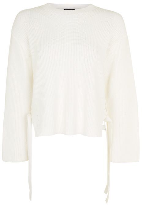 Boxy ribbed tie side jumper