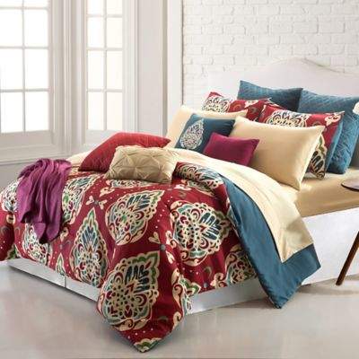 Pacific Coast Textiles Marrakesh 16-Piece Queen Comforter Set in Red