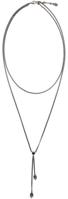 Silver Thin Chain Skull Necklace