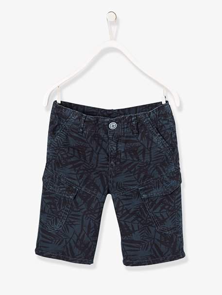 Boys' Military Style Bermuda Shorts - green light solid