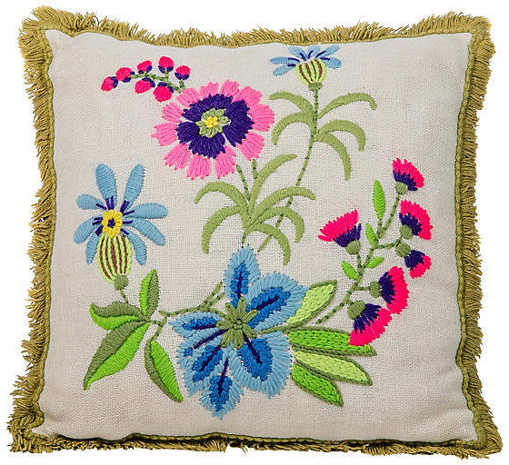 Colorful Crewelwork Pillow