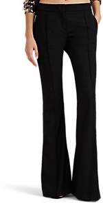 Women's Satin-Trimmed Wool-Blend Flare Trousers - Black