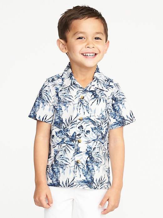 Floral-Print Built-In Flex Getaway Shirt for Toddler Boys