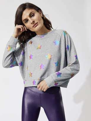 Terez Gray Ft Foil Printed Crew Neck Terez Gray Ft Foil Printed Crew Neck