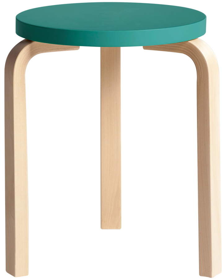 60 Hocker, Türkis lackiert/ Birke natur
