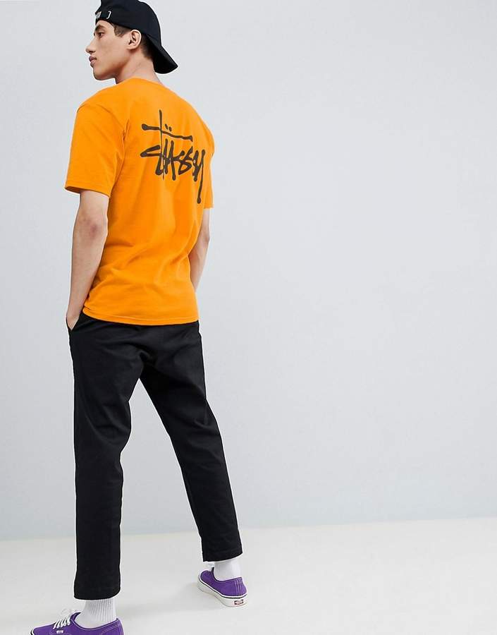 – T-Shirt mit Logo-Print hinten in Orange