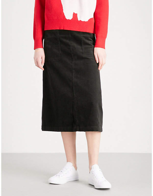 Chocoolate A-line corduroy midi skirt