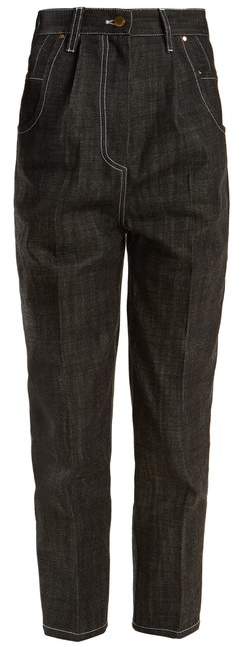 HILLIER BARTLEY High-rise tapered-leg cotton-denim jeans