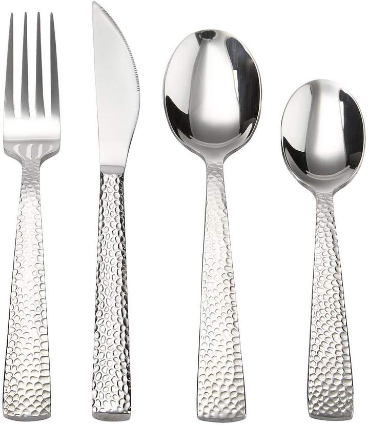Ideal Home 16-Piece Hammered Design Cutlery Set – Stainless Steel