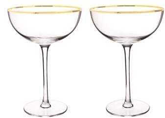 Set of 2 Gold Rim Monogram Champagne Flutes