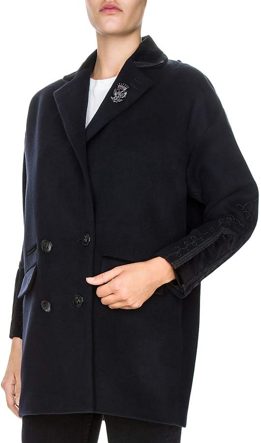 Embroidered Peacoat