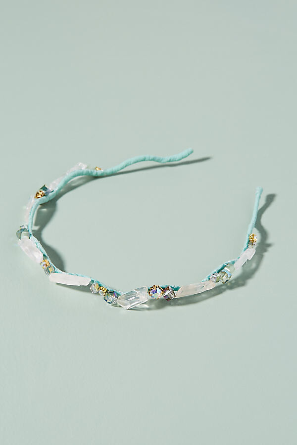 Schmaler Haarreif mit Schmucksteinen - Mint