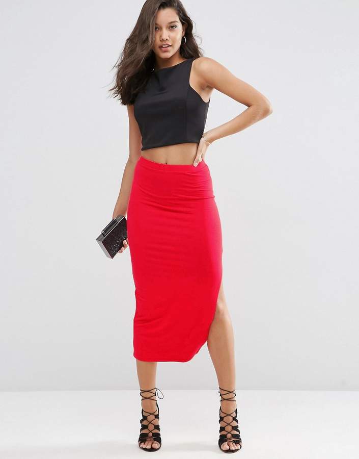 Asos Longer Length Midi Pencil Skirt with Thigh Split - ShopStyle Women