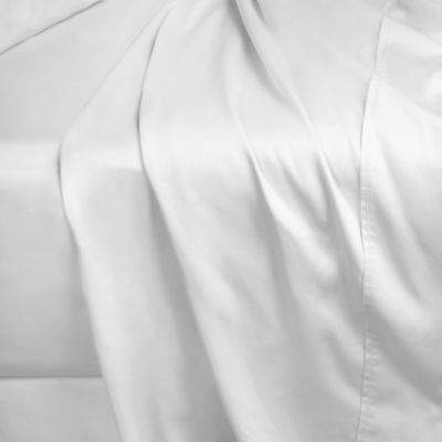 400-Thread-Count 106-Inch x 100-Inch Cotton Sateen California King Flat Sheet in White