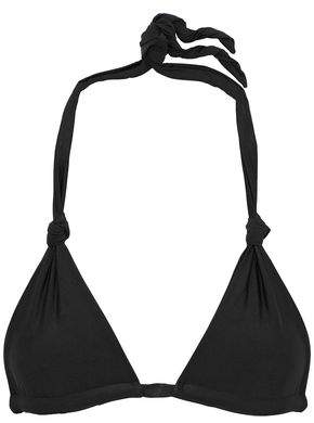 Two-Tone Printed Stretch-Knit Triangle Bikini Tiop