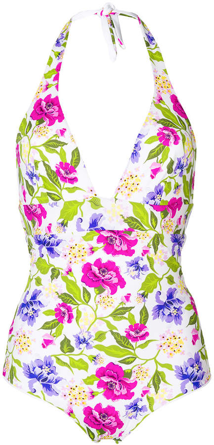floral print plunge swimsuit