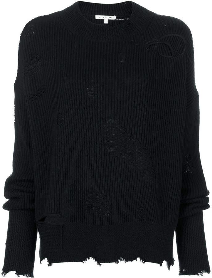 Gerippter Distressed-Pullover