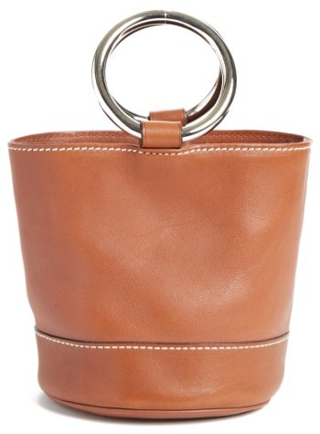Bonsai Pebbled Leather Bucket Bag - Brown