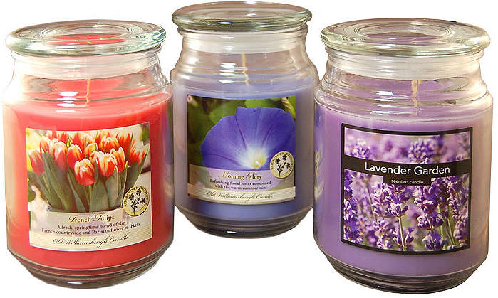 Scented Candles- Floral Collection in 18oz Glass Jars (Set of 3)