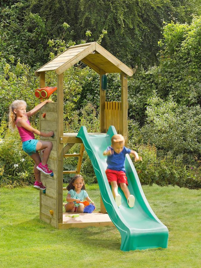 Plum Wooden Lookout Tower Play Centre with Slide, Climbing Wall and