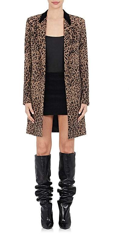Women's Leopard-Print Wool-Blend Peacoat