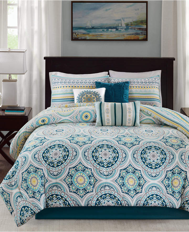 Madison Park Mercia 7-Pc. Cotton Reversible Queen Comforter Set Bedding