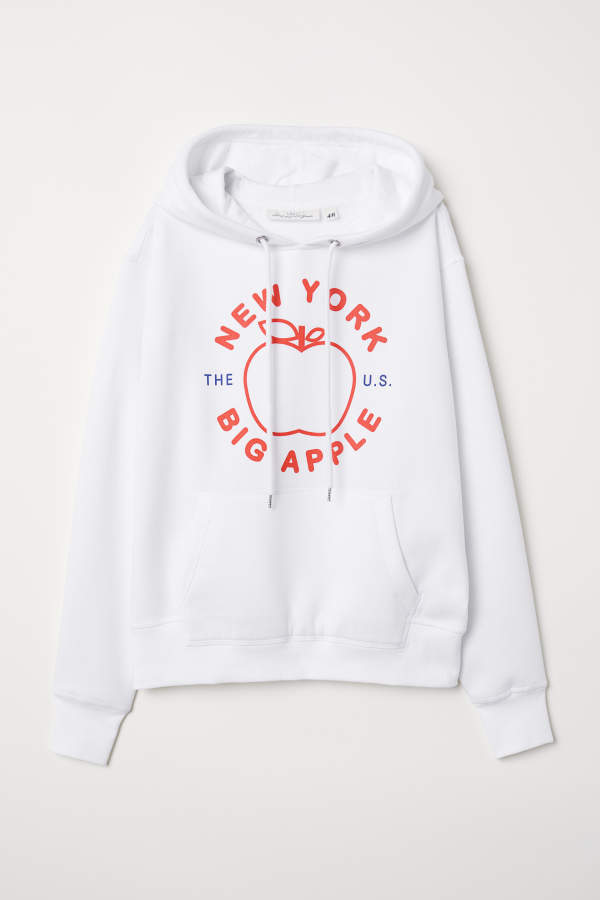 Printed Hooded Sweatshirt - White/Big Apple - Wome...