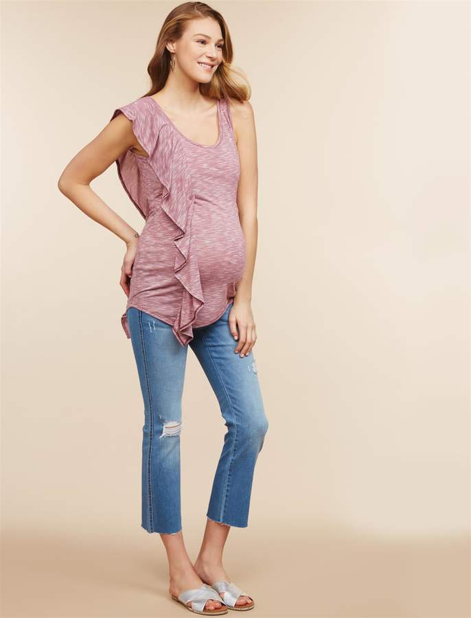 Motherhood Maternity Secret Fit Belly Kick Flare Maternity Crop Jeans