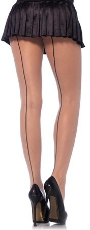 Women's Sheer Backseam Pantyhose, Nude/Black, One Size