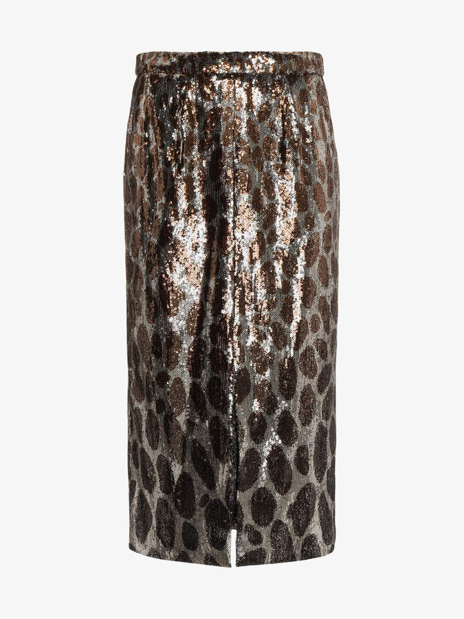 leopard print embellished skirt