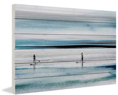 Wayfair 'Beach Paddling' Photographic Print on White Wood