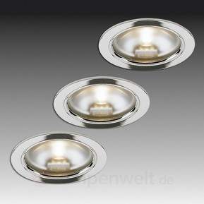 3er-Set Einbauleuchten KB 12, Edelstahloptik
