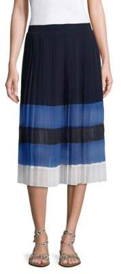 Alpons Pleated Colorblock Midi Skirt