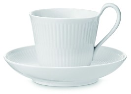 White Fluted Plain Cup & Saucer