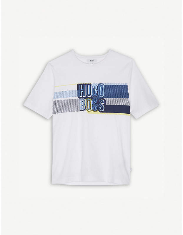 Multi-stripe logo print cotton T-shirt 4-16 years