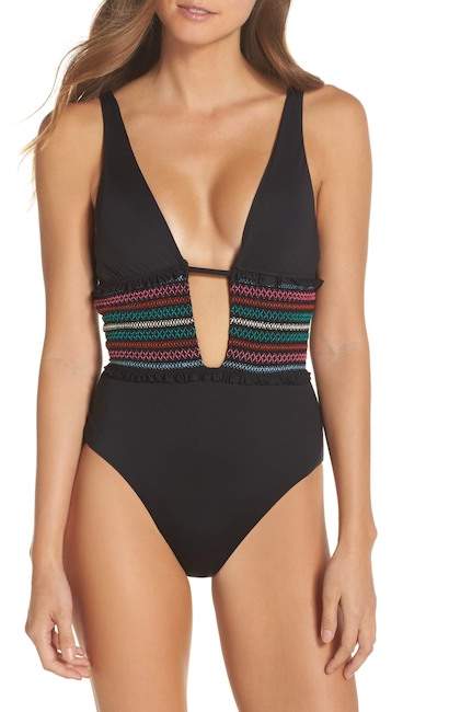 isabella rose Crystal Cove Smocked One-Piece Swimsuit