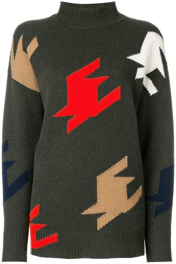 Intarsien-Kaschmir-Pullover mit geometrischem Muster