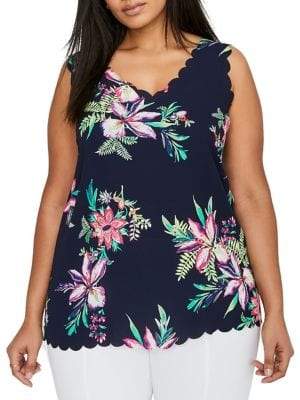 Michel Studio Plus Mixed-Media Laser-Cut A-Line Camisole