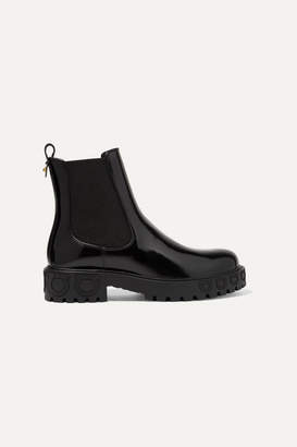 Salvatore Ferragamo Varsi Glossed-leather Chelsea Boots - Black Salvatore Ferragamo Varsi Glossed-leather Chelsea Boots - Black