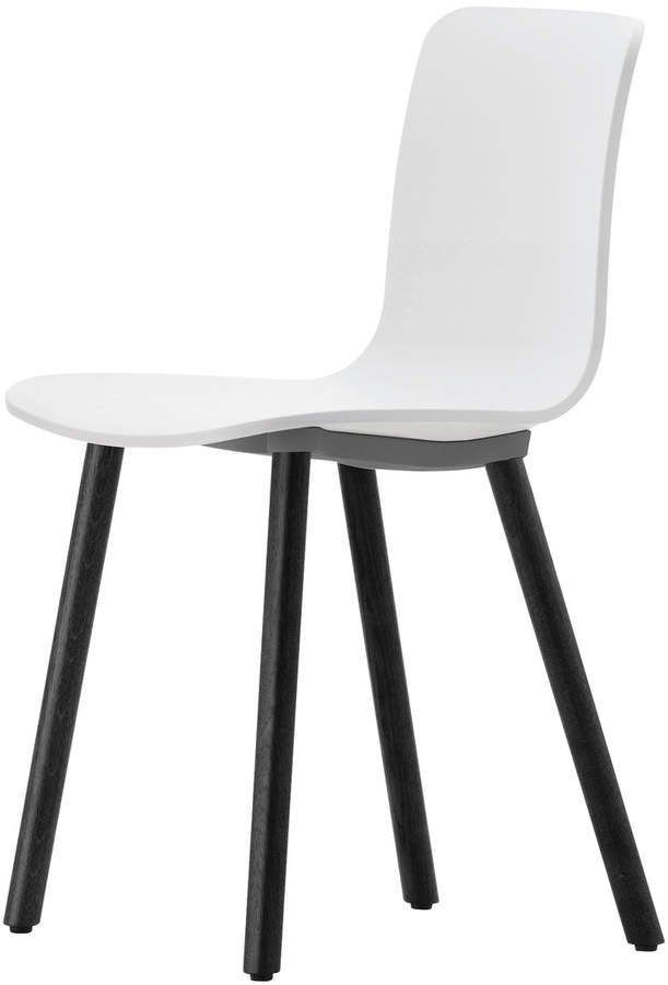 Hal Wood Stuhl, Weiß / Eiche dunkel, Kunststoffgleiter für Teppichböden