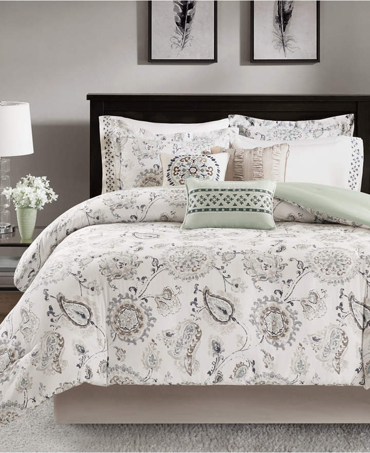 Madison Park Bonnie 9-Pc. Cotton Reversible Queen Comforter Set Bedding