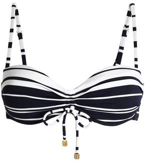 Bow-Detailed Striped Bandeau Bikini Top